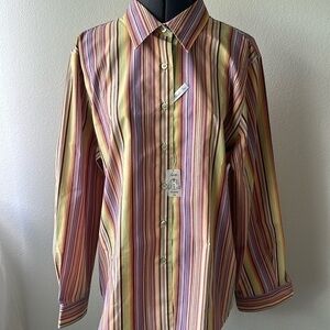 NWT Foxcroft top size 16 fitted pinstriped wrinkle free